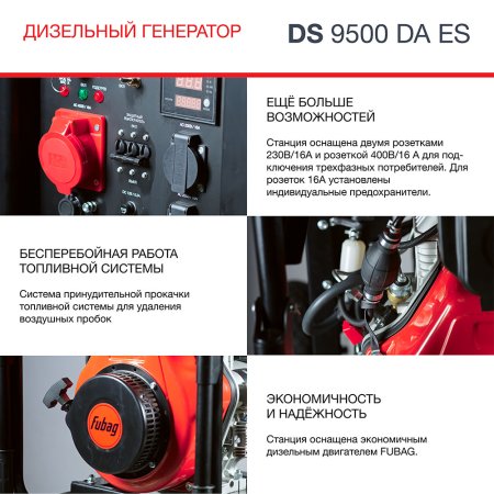 FUBAG Дизельный генератор (трехфазный) с электростартером и коннектором автоматики DS 9500 DA ES в Нижнем Тагиле фото