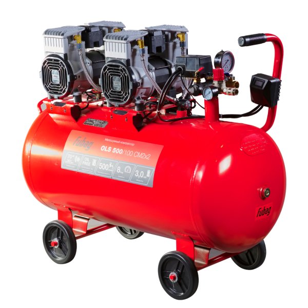 Компрессор воздушный безмасляный малошумный FUBAG OLS 500/100 CM2х2 + Набор пневмоинструмента (5 предметов) в ПОДАРОК в Нижнем Тагиле фото