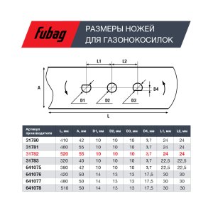Нож для газонокосилок FUBAG 53 см (21")  в Нижнем Тагиле фото
