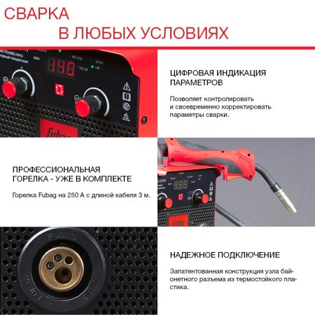 FUBAG Сварочный полуавтомат IRMIG 180 SYN с горелкой 250 А 3 м в комплекте в Нижнем Тагиле фото