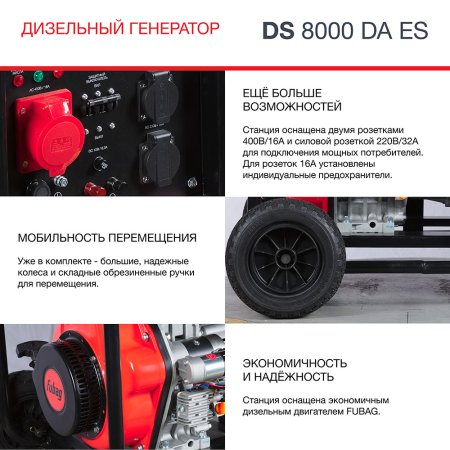 FUBAG Дизельный генератор (трехфазный) с электростартером и коннектором автоматики DS 8000 DA ES в Нижнем Тагиле фото
