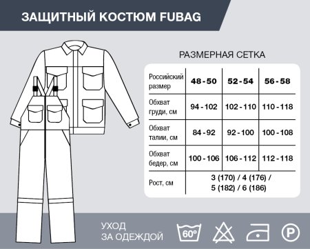 Защитный костюм Fubag размер 52-54 рост 4 в Нижнем Тагиле фото